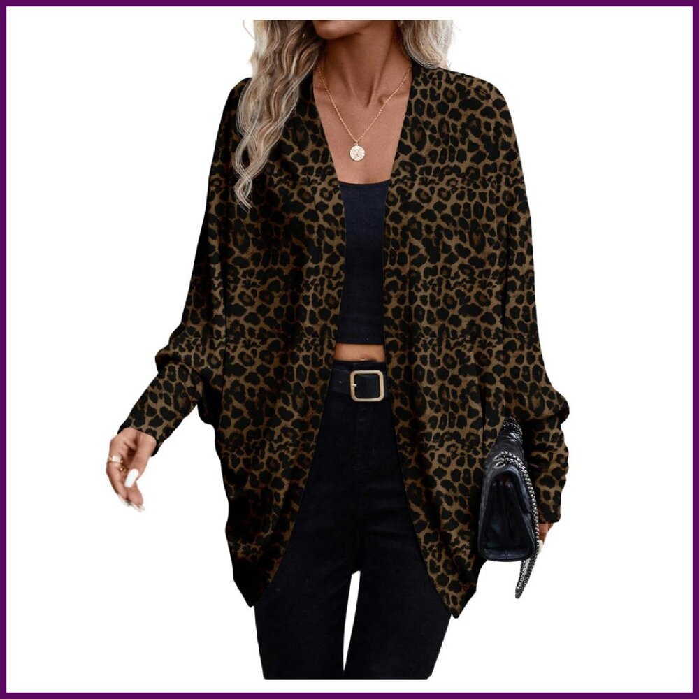 Oversized Open Front Batwing Jacket Lightweight F… - image 1